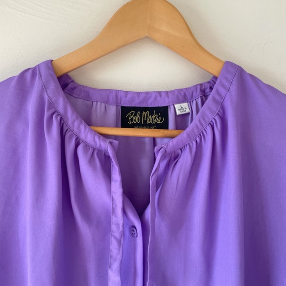 Bob Mackie Wearable Art Purple Button Down Blouse - Picture 4 of 7